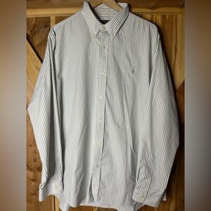Polo Ralph Lauren Performance Shirt Mens 2XL Gray  white Classic Fit Button Up